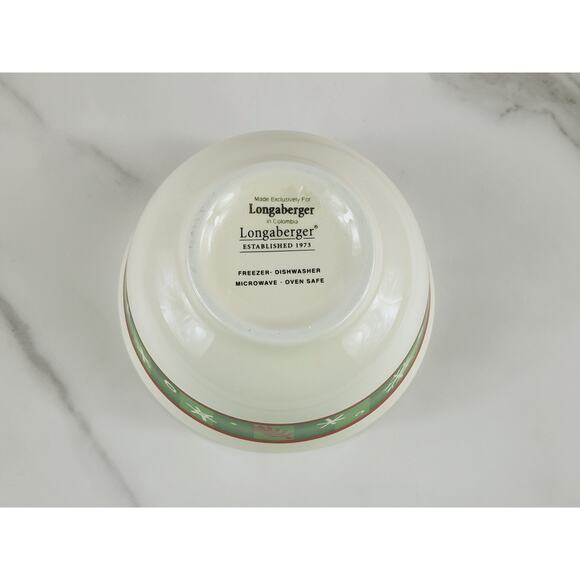 Longaberger Pottery Small Holiday Bowl 4 1/4" Christmas Snowflake Pattern Vtg - Picture 8 of 12